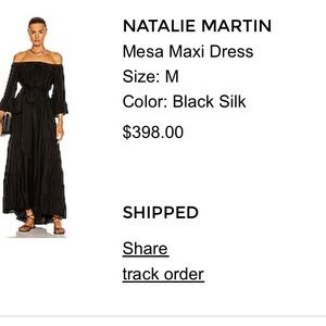 Silk off shoulder dress by Natalie Mesa